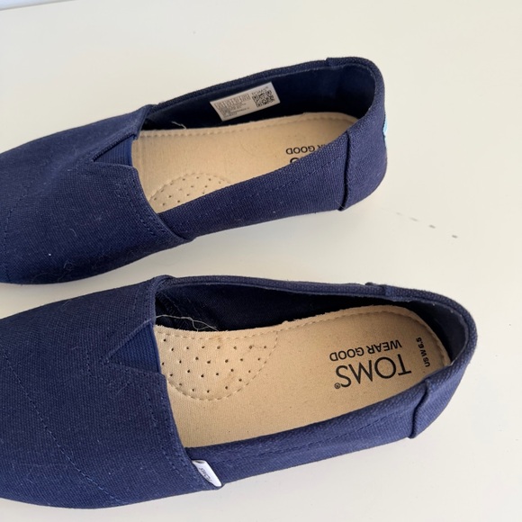Toms Dark Blue Canvas Loafers Wear Good Slip On Shoes Women’s Size 6.5 - Picture 8 of 11